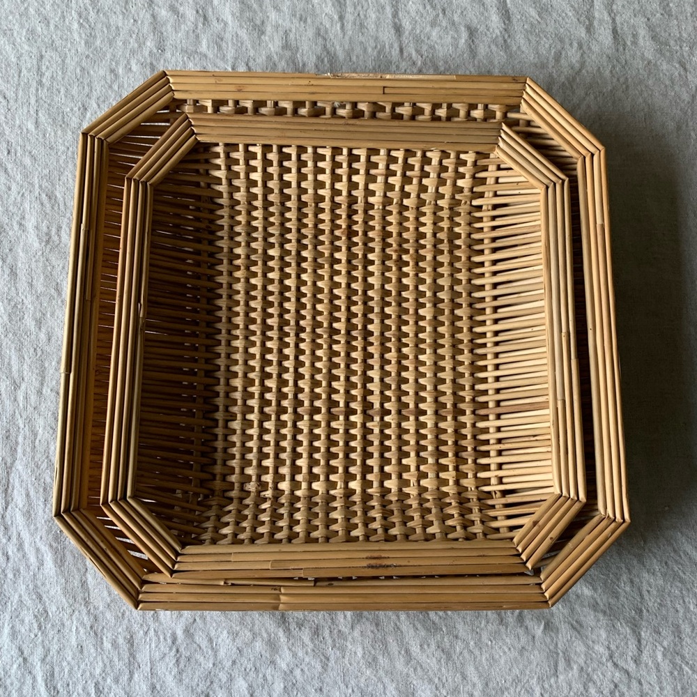 Vintage Rattan Tray Set - Picture 2 of 4
